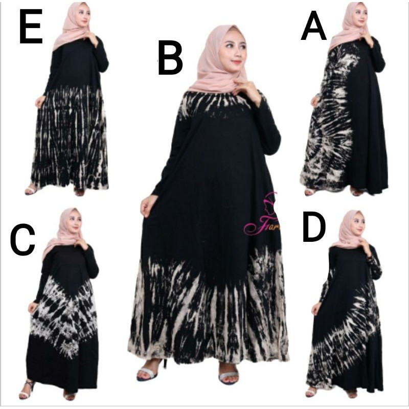 Daster busui lengan panjang bahan kaos adem kekinian monochrome