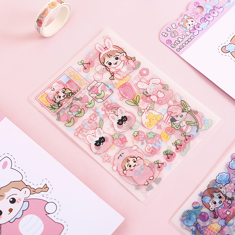 4 Lembar Stiker Motif Kartun Lucu Untuk Dekorasi Diary