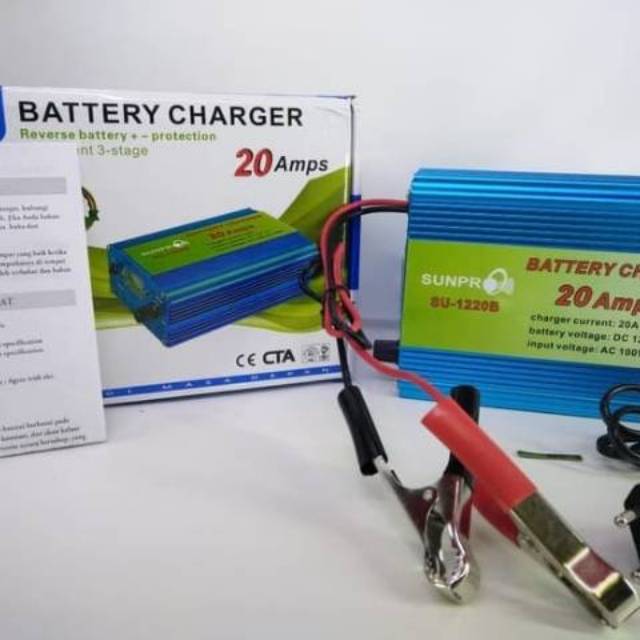 Charger Aki Otomatis 20Ampere Charger battery Sunpro 20A