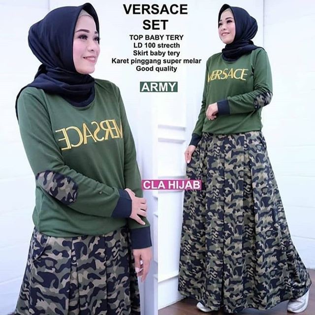 (ATASAN COMBAD + ROK SEMI TWILL) NEW VERSACE SET | Set Setelan Berhijab Wanita Murah | mala VG1