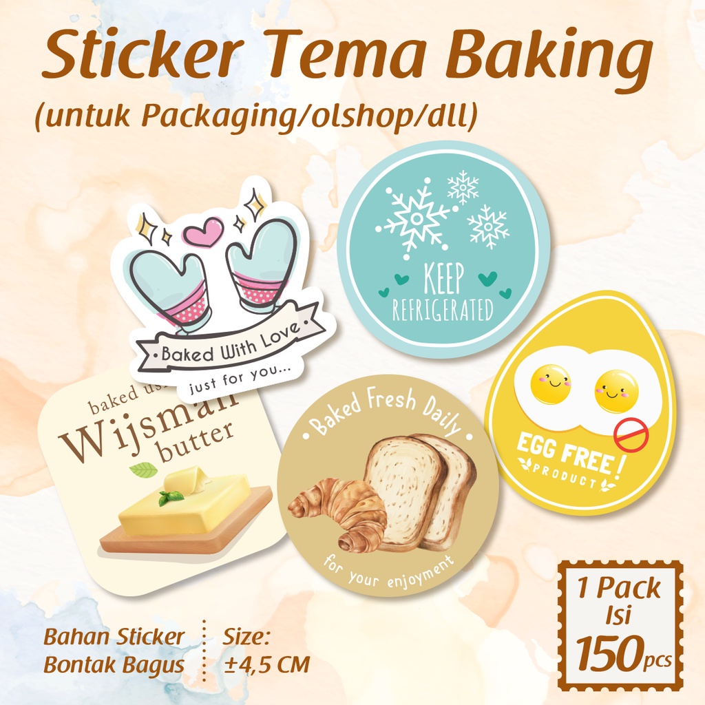 

[ISI 150] Sticker Tema Baking/ Sticker Packaging/ Sticker Label/Sticker Gluten Free/Baked with Love