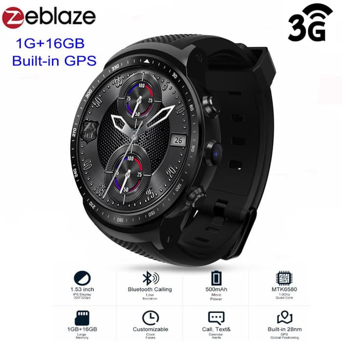 Produk Unggulan Zeblaze Thor Pro 3G 1.53" Big Screen Smartwatch Phone Android Ips Gps - Hitam