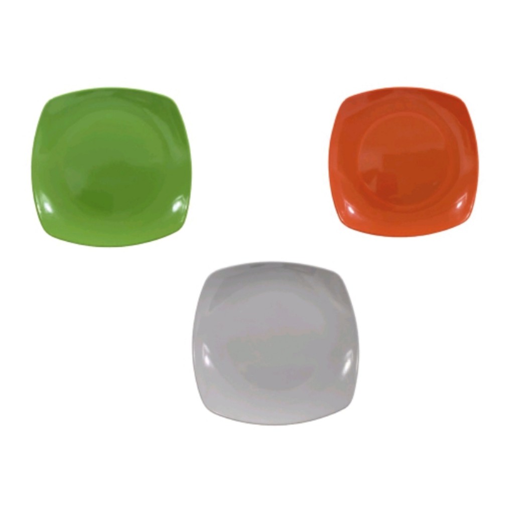 [ 6 Pcs ] Piring Makan Melamin Segi Empat - Piring Melamin SingaSingi - Piring Melamin Polos 9" - Pi