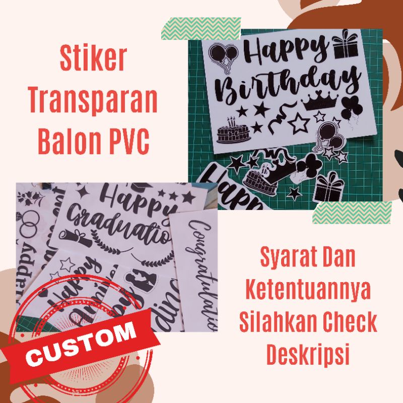 Stiker Transparan Custom untuk Balon PVC balon Bobo