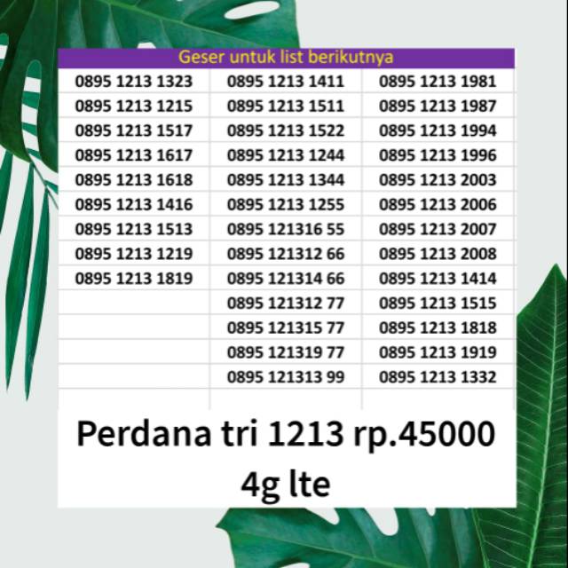 Kartu perdana regular Tri 4g lte
