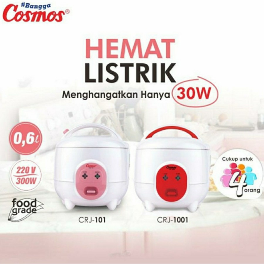 COSMOS Magic Com 0,6 Liter / Rice Cooker Mini Non Stick CRJ 101 N - Garansi Resmi 1 Tahun