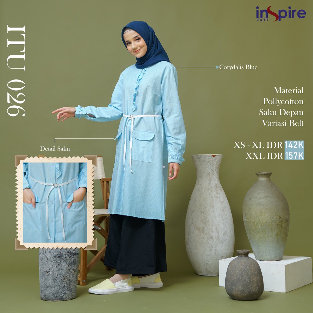 Inspire Tunik ITU 26 Bahan Potty Cotton Tunik wanita muslimah masa kini Bisa COD