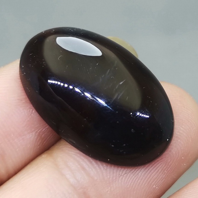 Batu Permata Asli Yaman Wulung Hitam Tembus Merah