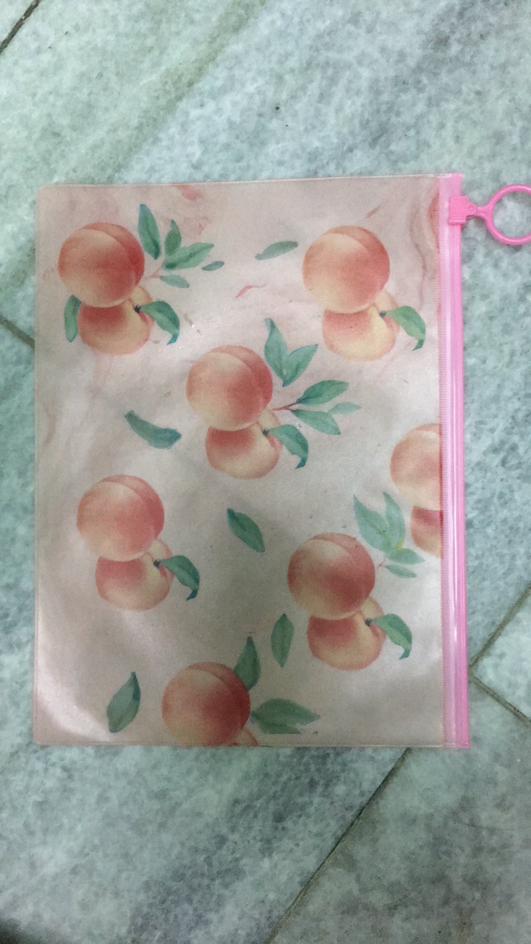Wadah Serbaguna Zipper Bag Motif Buah Peach / Tempat Penyimpanan Multifungsi Motif Peach Simple Pink