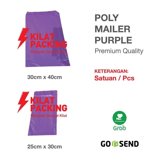

20cm x30cm Polymailer Polybag Kantong Amplop Plastik Ungu (Isi 100)