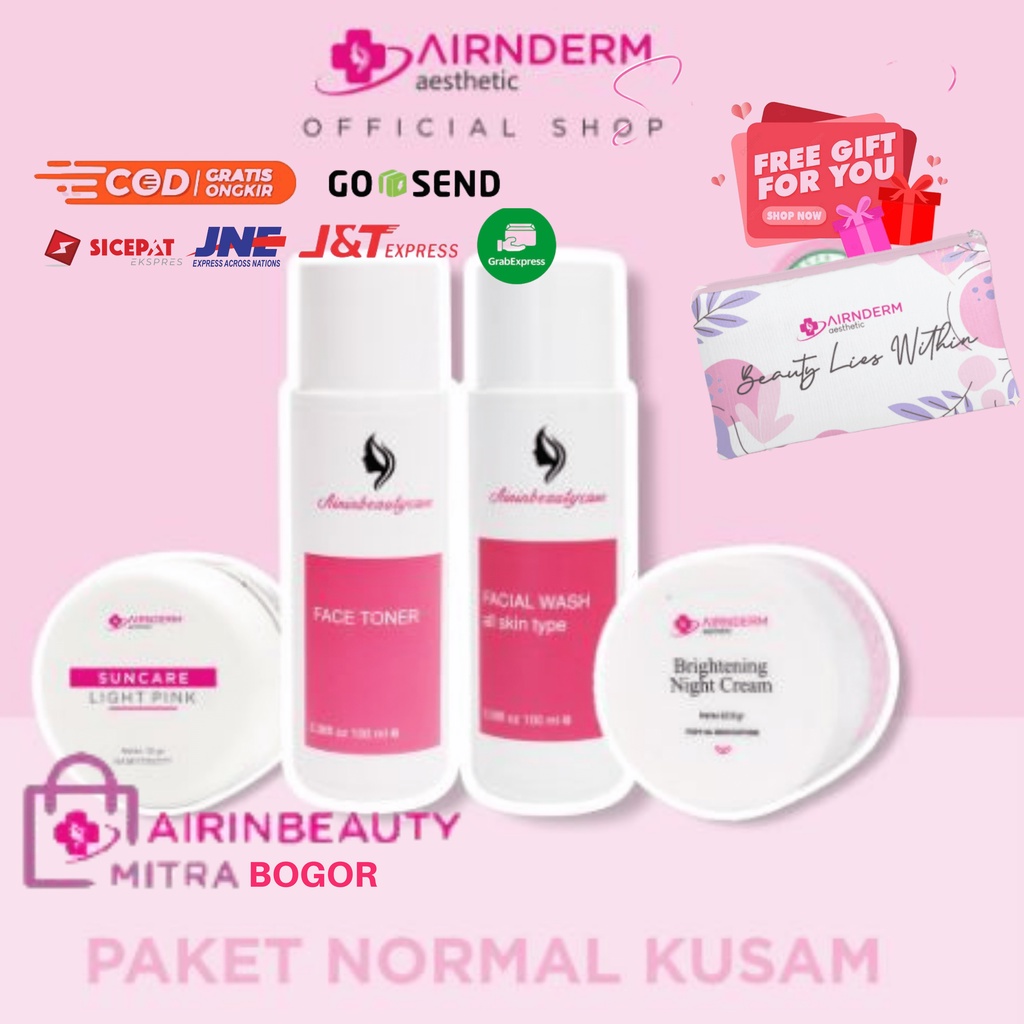 AIRIN SKIN BEAUTY PAKET NORMAL KUSAM  (FREE POUCH DOMPET KOSMETIK AIRIN) Airin Airnderm Aesthetic (b