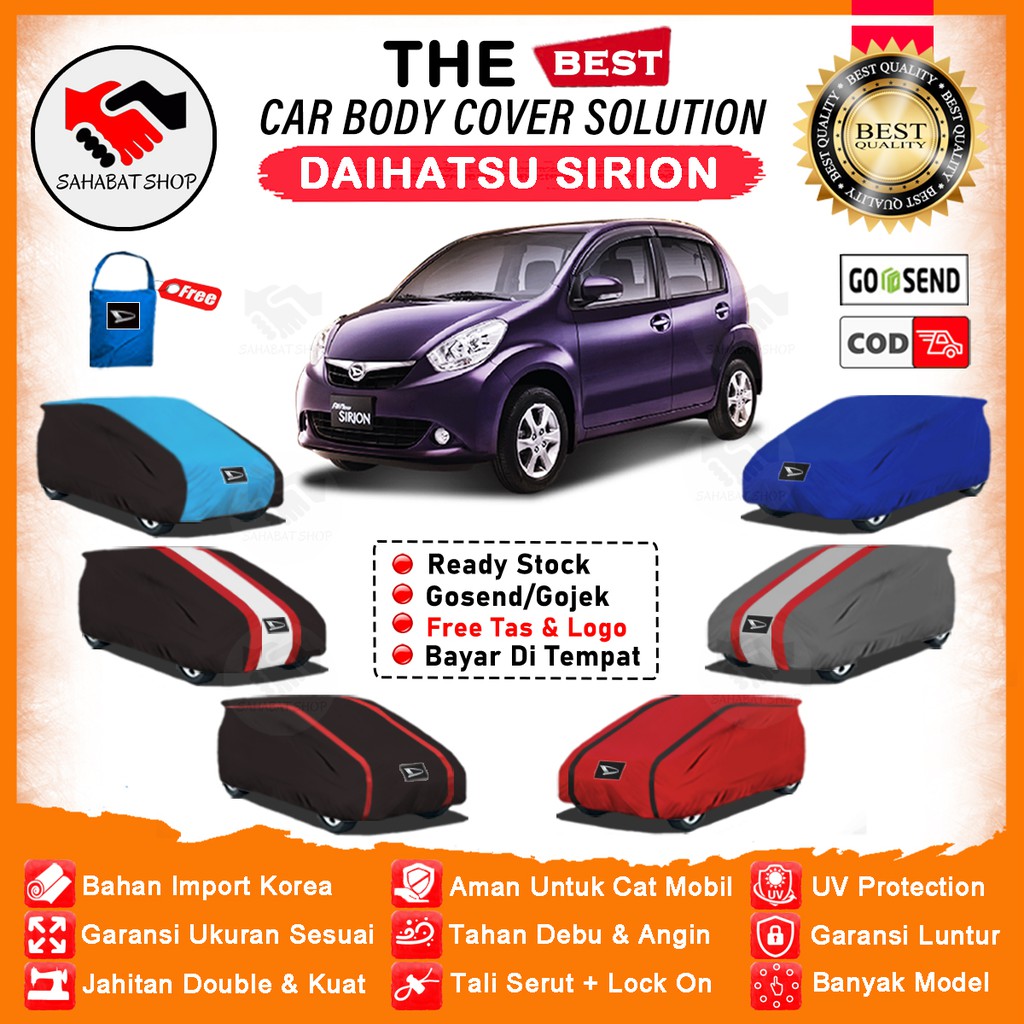 Sahabat Body Cover Mobil Sirion / Sarung Penutup Daihatsu Sirion Outdoor / Tutup Selimut Mantel Pelindung Kelambu Jas Mantol Kerudung Terpal Pembungkus Tutupan Bungkus Kerodong Mobil Sirion Waterproof Anti Air Model Orange