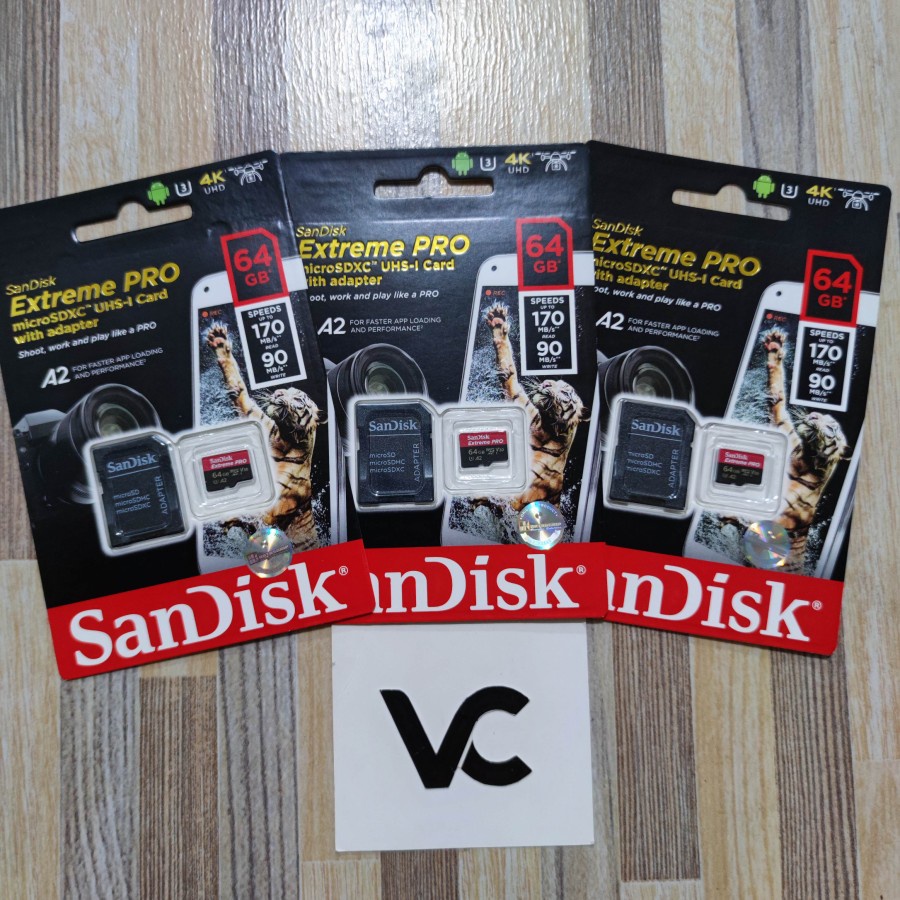 MicroSD SanDisk Extreme Pro 64GB 4K A2 V30 U3 Memory Card Micro SD Kartu Memori