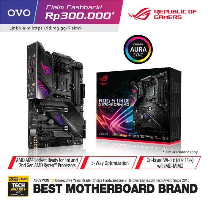 Motherboard Asus ROG Strix X570-E Gaming - AMD AM4 Socket murah