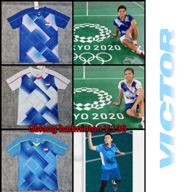 Baju badminton indonesia Victor V136 Lokal | kaos bulutangkis terbaru