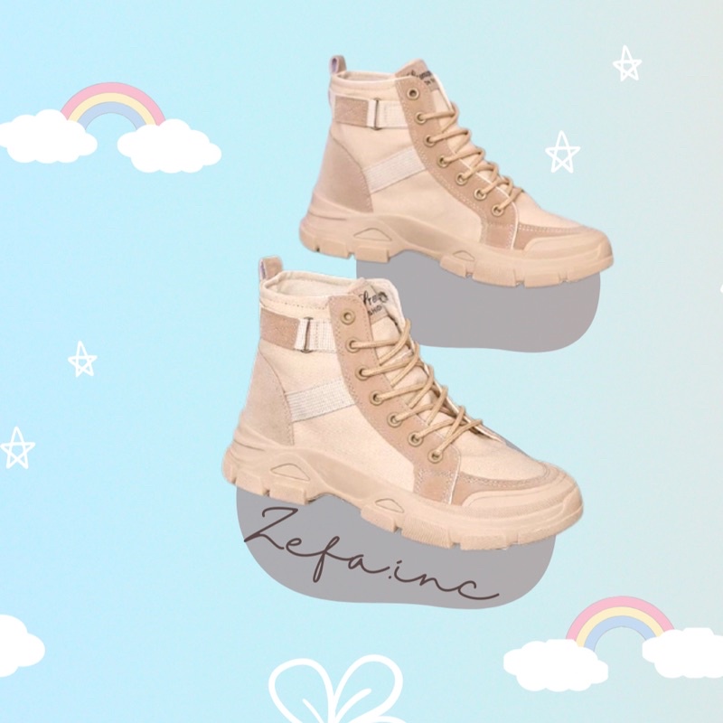 SEPATU BOOTS IMPORT MARTIN BOOTS BEIGE PREMIUM