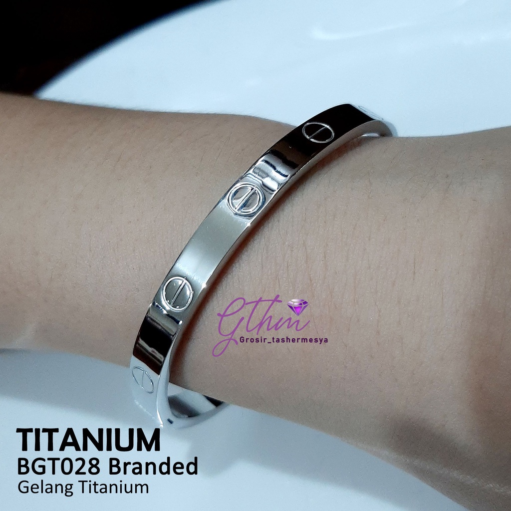 Gelang titanium / Gelang wanita permata premium tanpa mata bgt028 anti karat anti alergi