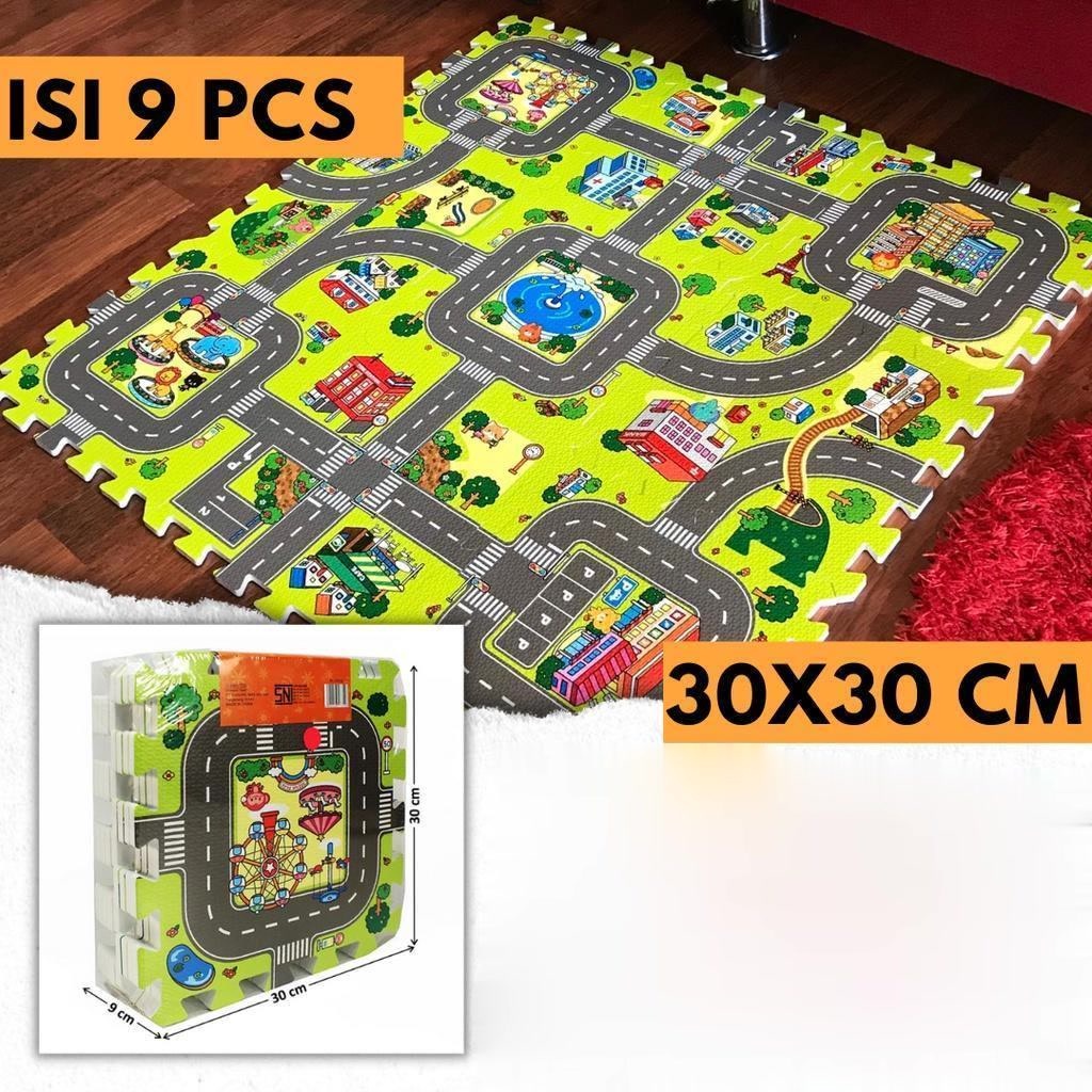 Puzzle Lantai Cross Road Farm Angka Alfabet  - Matras Alas Bermain Playmat