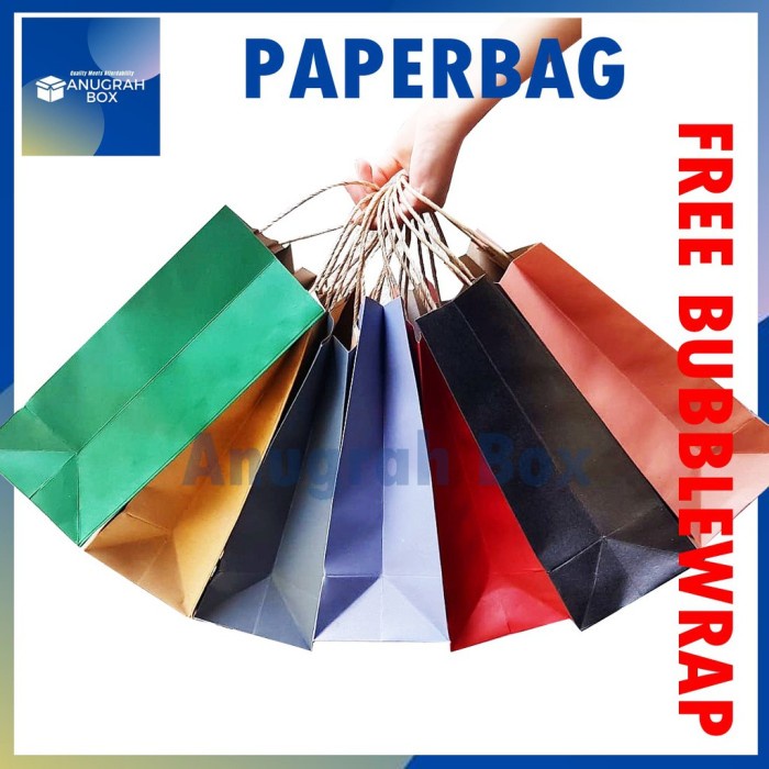 

(TERLARIS) biru polos Paperbag merah coklat cm hitam hijau abu 30x10x25 bag pink