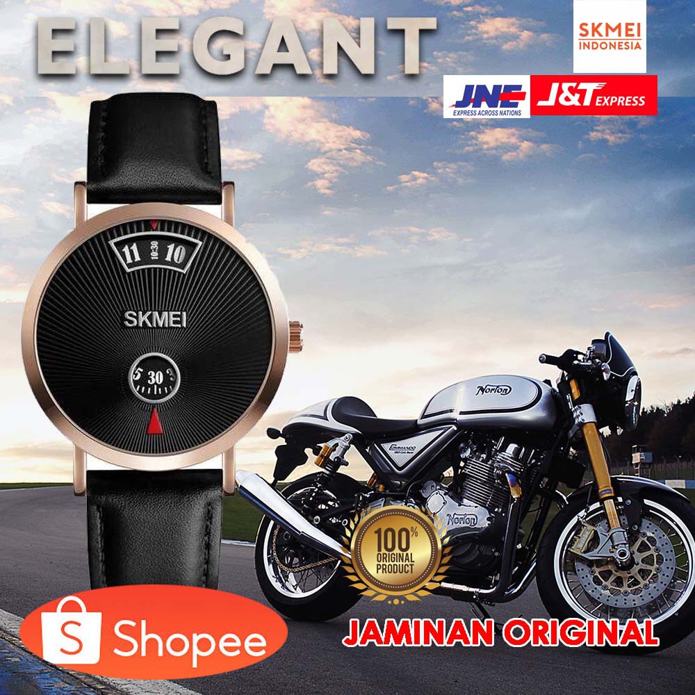 ORIGINAL SKMEI Jam Tangan Analog Pria Strap Kulit - 1489 [Rose Gold]