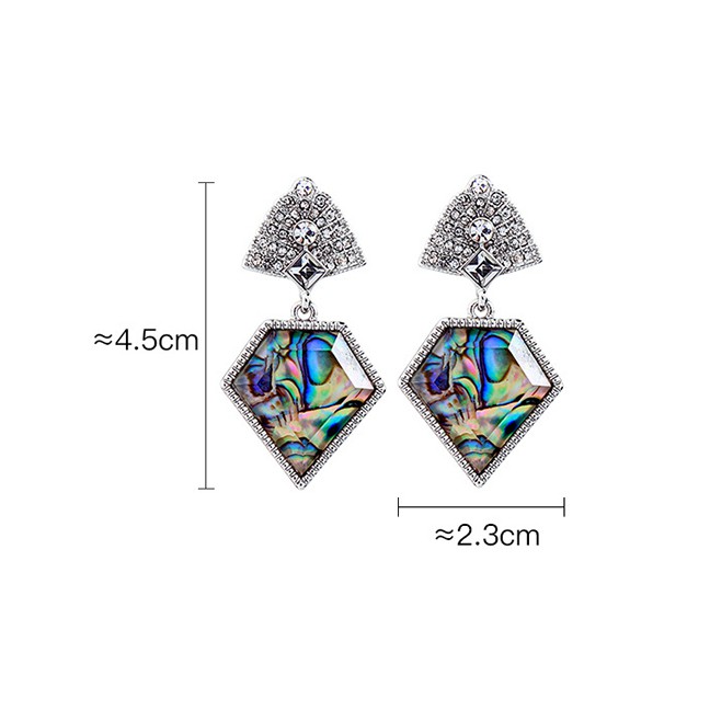 LRC Anting Tusuk Fashion Silver Geometric Diamond Stud Earrings F55537