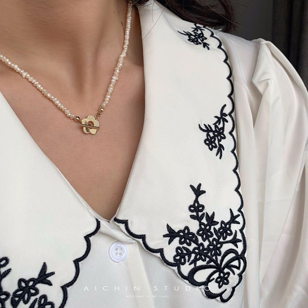 Mxbeauty Gaya Korea Kalung Elegan Geometris French Beads Gelang Retro Sederhana Perempuan Sweater Rantai