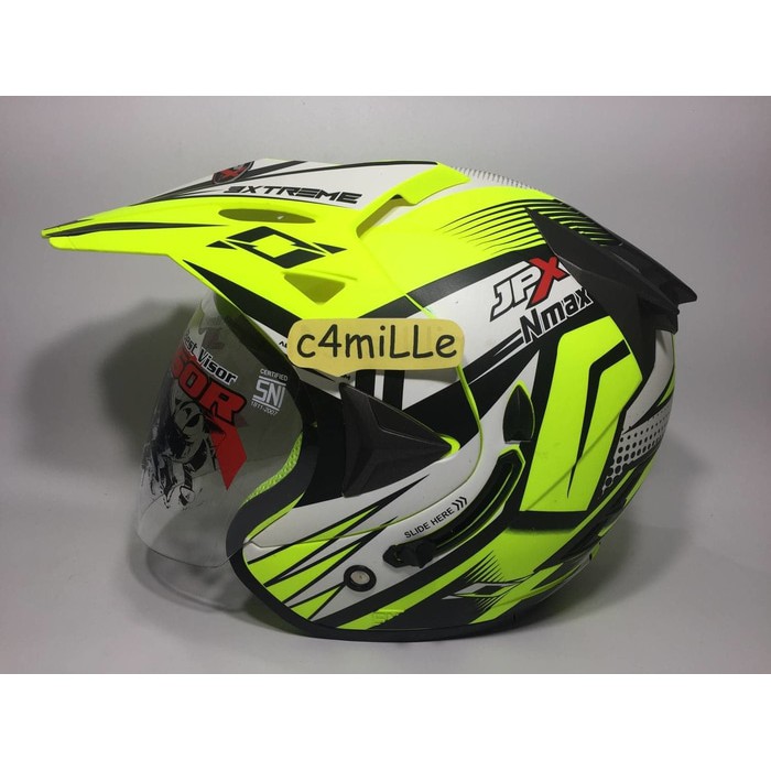 HELM JPX SUPERMOTO NMAX YELLOW FLUO DOFF DOUBLE VISOR HALF FACE