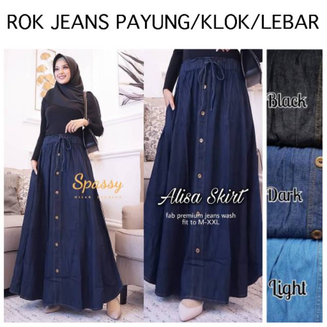 Alisa skirt (rok jeans LEBAR/KLOK/PAYUNG) //JF852