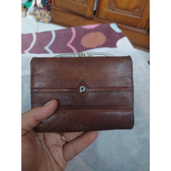 dompet lipat kulit wanita pappilon preloved