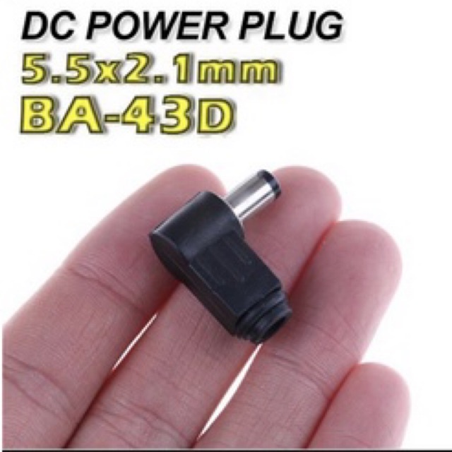 Jack DC Power L Lubang 5.5 X 2.1 Mm 2.1mm plug Adapter Siku 90 Derajat Male BA-43D