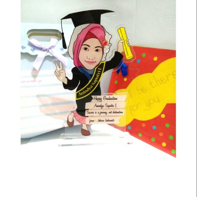 Plakat Wisuda Akrilik Custom Wajah (TERMASUK DESAIN + BOX PLAKAT)