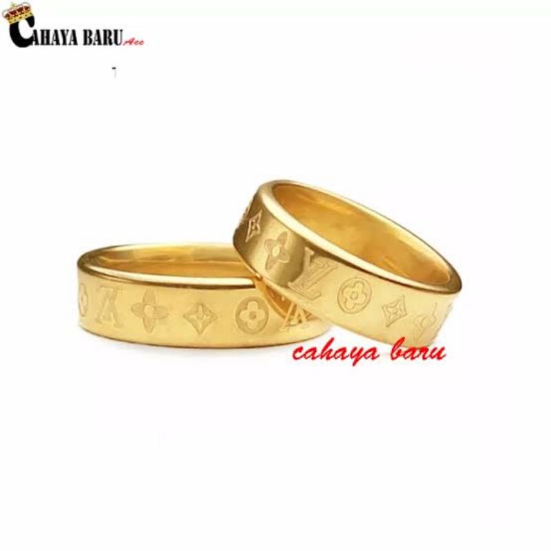 cincin titanium couple / motif LV termurah