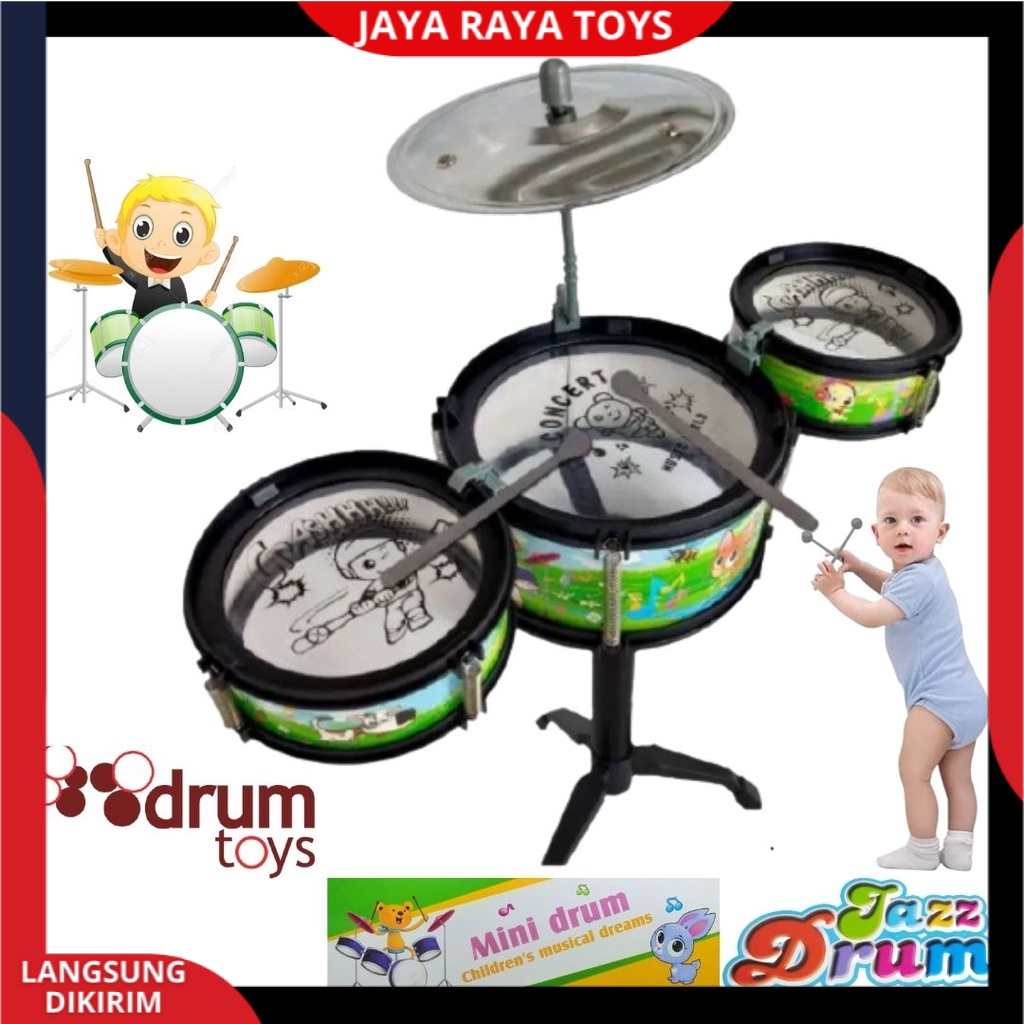 Mainan Edukasi Alat Music Anak Drum / Dram Mini Jazz set | Dram Kecil Set | Gendang Mainan Anak new