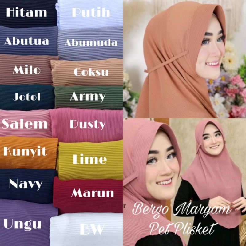 delvia/jilbab bergo Maryam pet plisket