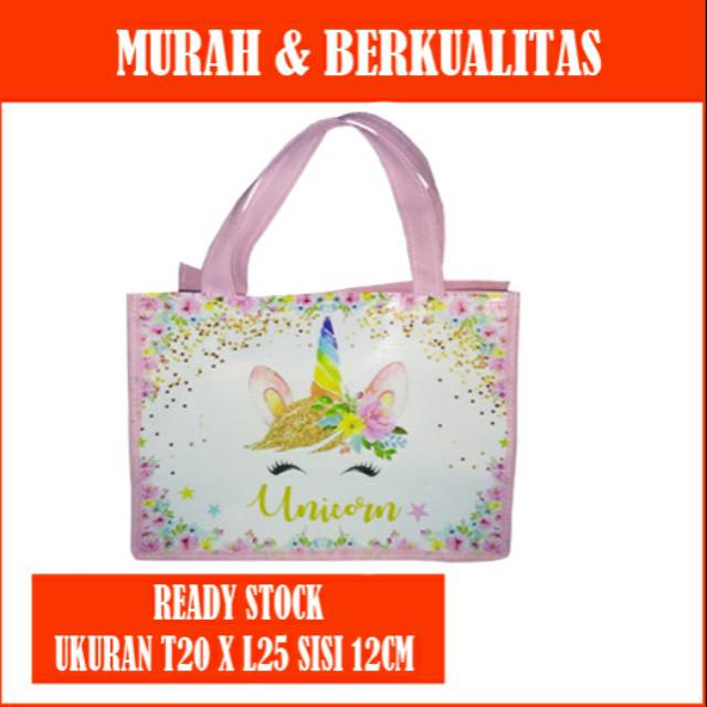 

Tas souvenir ultah unicorn/Tas ulang tahun unicorn model tenteng