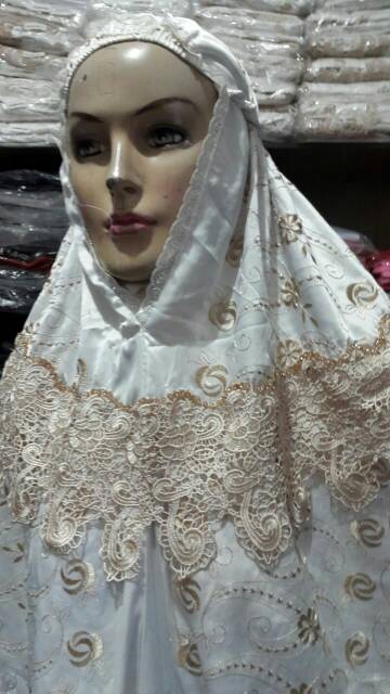 DISKON... Mukena prada sutra paris bordir renda keong | harga promo....!!! Langsung dari perajin