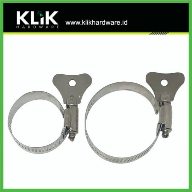 Klem Selang KUPING Stainless Taiwan - Hose Clamp Steel Handle Pilih Ukuran 1 1/2 &amp; 2 Inch