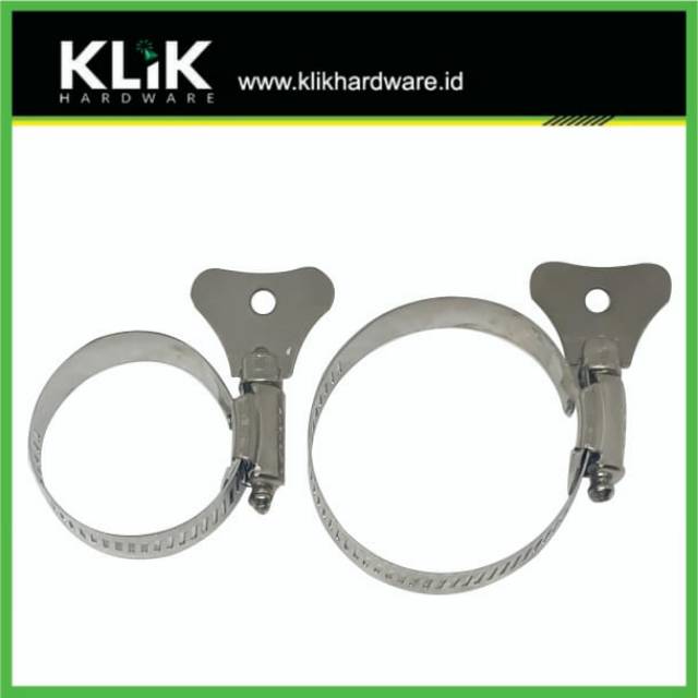 Klem Selang Kuping Stainless Taiwan - Hose Clamp Steel Handle Pilih Ukuran 1 1/2 &amp; 2 Inch