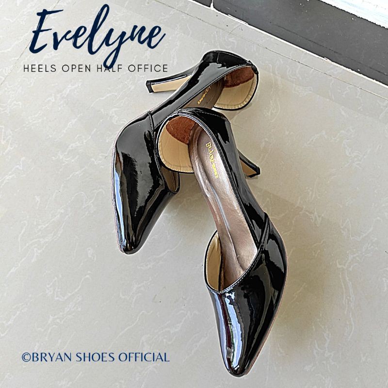 Bryan Evelyne Pantofel Heels 9cm Glossy Sepatu Kerja Formal Kantor Jumbo Oversize Bigsize 41 42 43