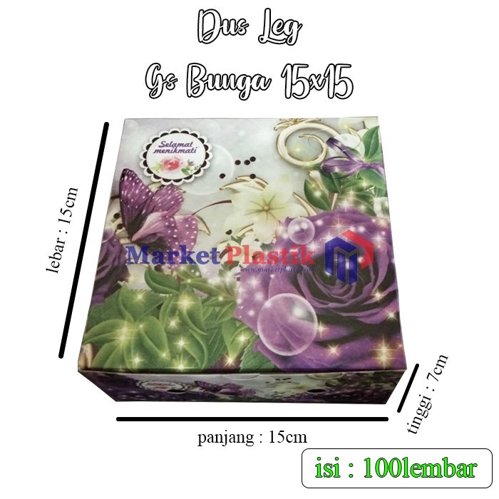 

Box kue/kotak kue/dus snack/Box makanan/DUS LEG GS-BUNGA 15x15
