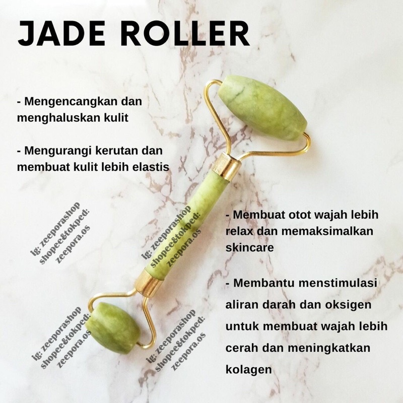 Jade Roller guasha alat pijat wajah antikerut penuaan dini facial wajah