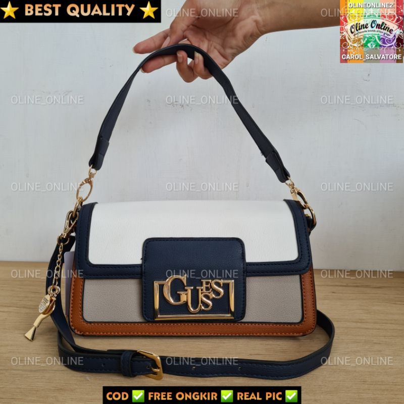 Tas women wanita gs roomy kekinian top handle jinjing feminim Brightside Bling logo gb sling bag croosbody shoulder bag multifungsi gift set bubble croco motif multicolor khakis black logo blue