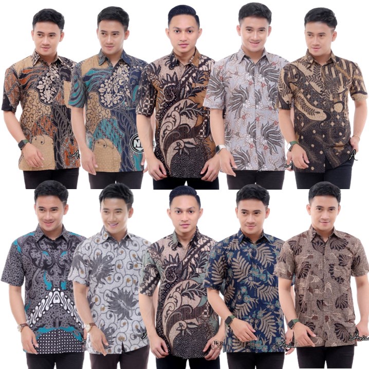 COD Zahira Batik HRB026 Kenongo Hem Kemeja Batik Pria Lengan Pendek Katun Primis Halus M L XL XXL