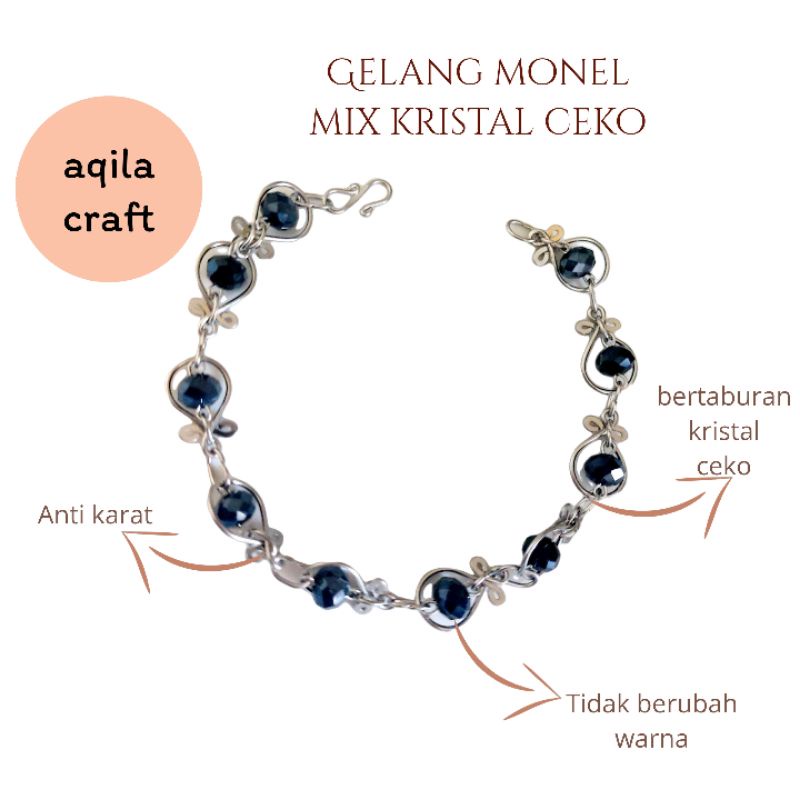 GELANG TANGAN MONEL KRISTAL GELANG ANTI KARAT TIDAK BERUBAH WARNA TIDAK MENGHITAM