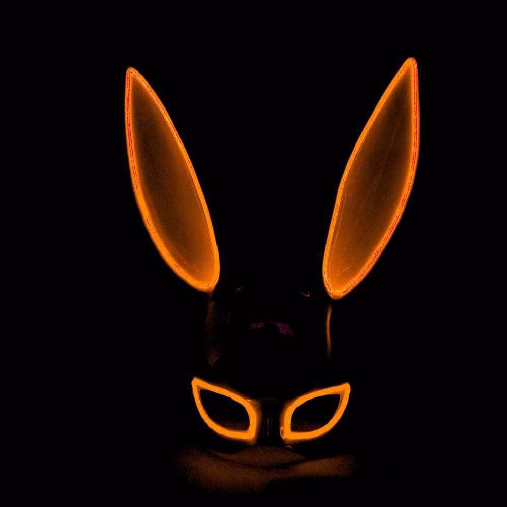 Topeng Cosplay Agustina Multicolour Topeng Halloween Topeng Kelinci Lampu Led Hiasan Kepala Cosplay Topeng Menyala Led