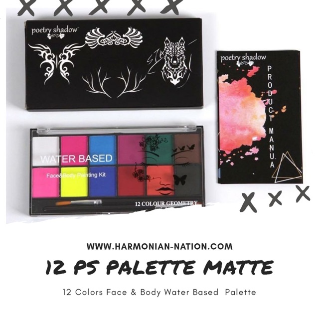 12 PS Palette Water Based Face Painting Body Paint