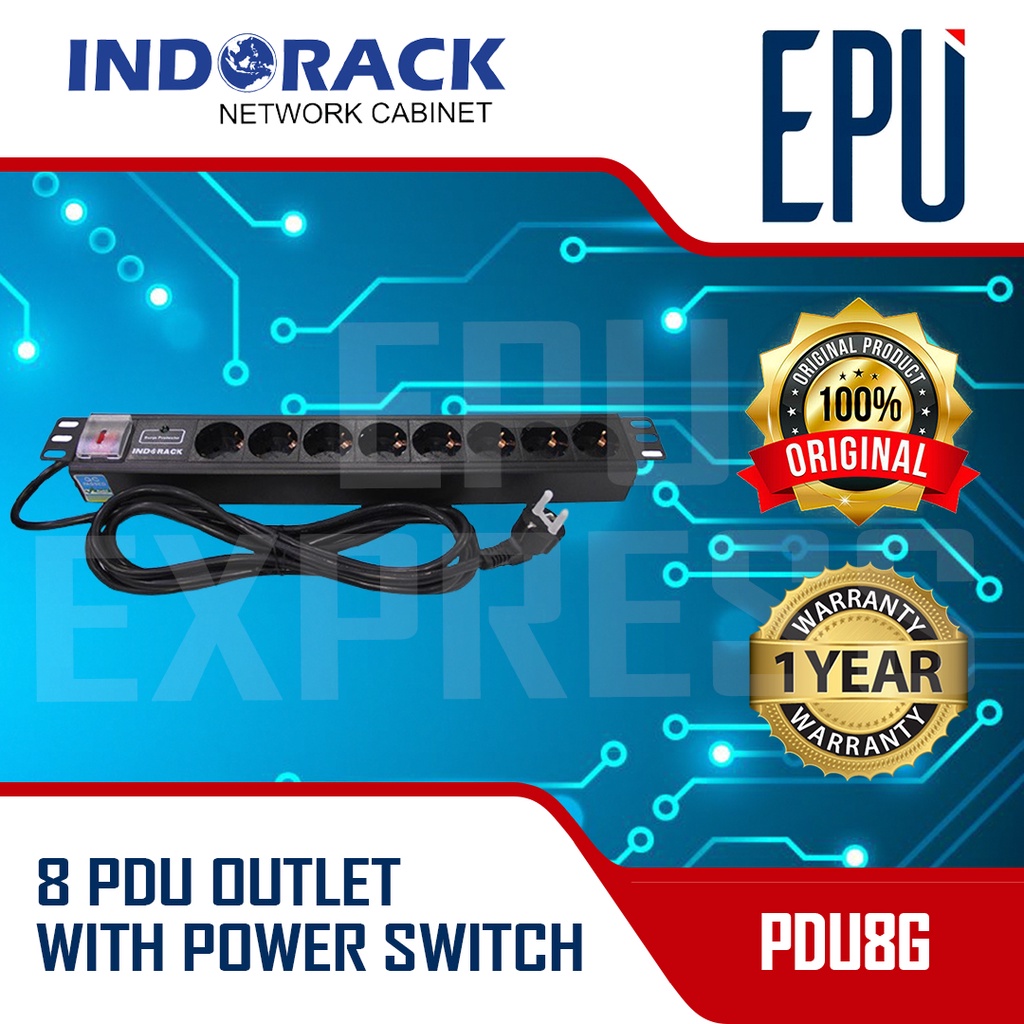 INDORACK PDU8G PDU 8 Outlet Colokan PDU 8 Lubang Power Distribution