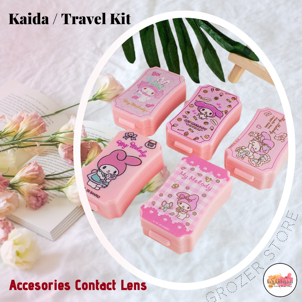 TEMPAT SOFTLENS MINI KACA - WARNA PINK MOTIF RANDOM