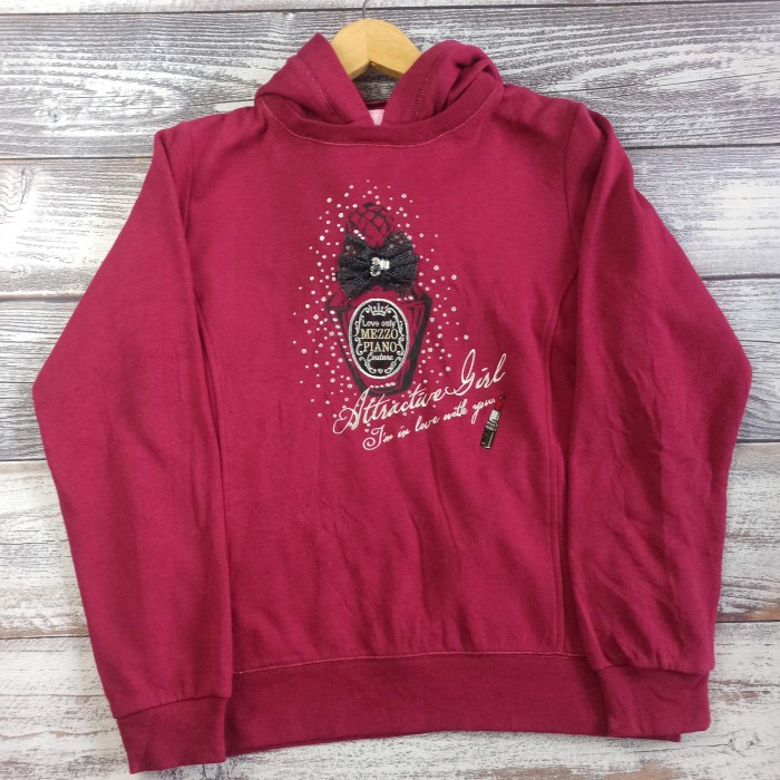 HOODIE CASUAL WANITA WARNA MERAH MOTIF BRAND MEZZO PIANO SIZE M