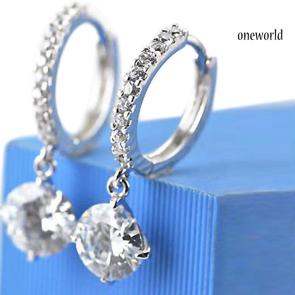 OW@ Ear Pendant Charming Faux Crystal Rhinestone Shiny Delicate Dangle Earrings for Banquet